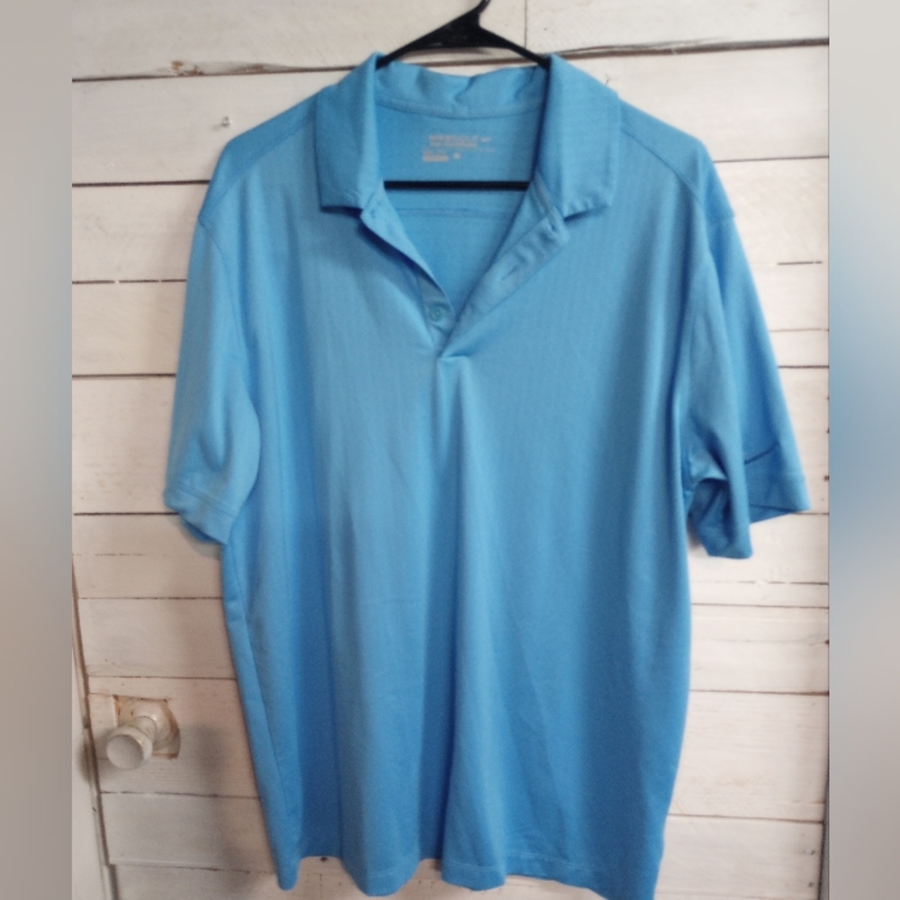 Nike Golf Dri Fit Polo Shirt Mens Large Blue Short Sleeve Activewear Golfing.